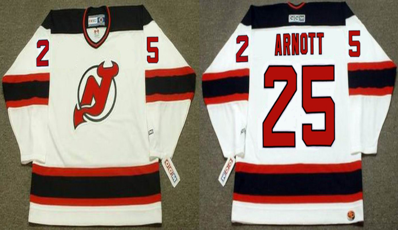 2019 Men New Jersey Devils #25 Arnott white CCM NHL jerseys->new jersey devils->NHL Jersey